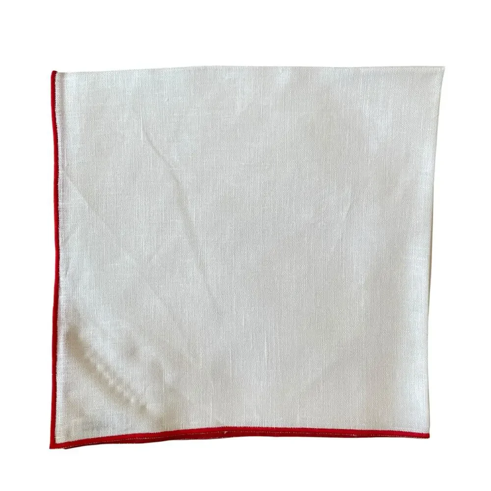 Chefanie RED LIPS Dinner Napkins 20x20 Linen Set of 4 Valentines Day XO New
